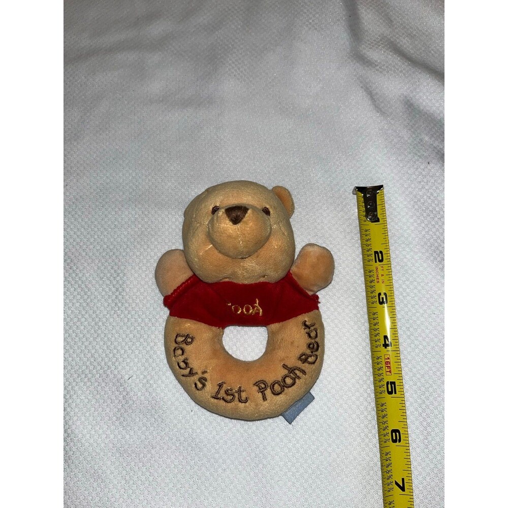 Disney Babyās First Pooh Bear Plush Rattle Toy 5ā